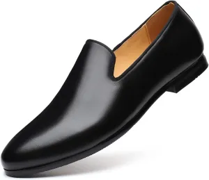 Men's Leather Slip On Formal Loafers,Business Formal Suitable for Prom Wedding Leather Shoes,Fashion Leather Casual Shoes.