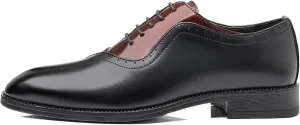 Men's Leather Two-Tone Oxford Derby Shoes Fashion Lace-Up Low-Cut Casual Business Office Wedding Formal Dress Shoes