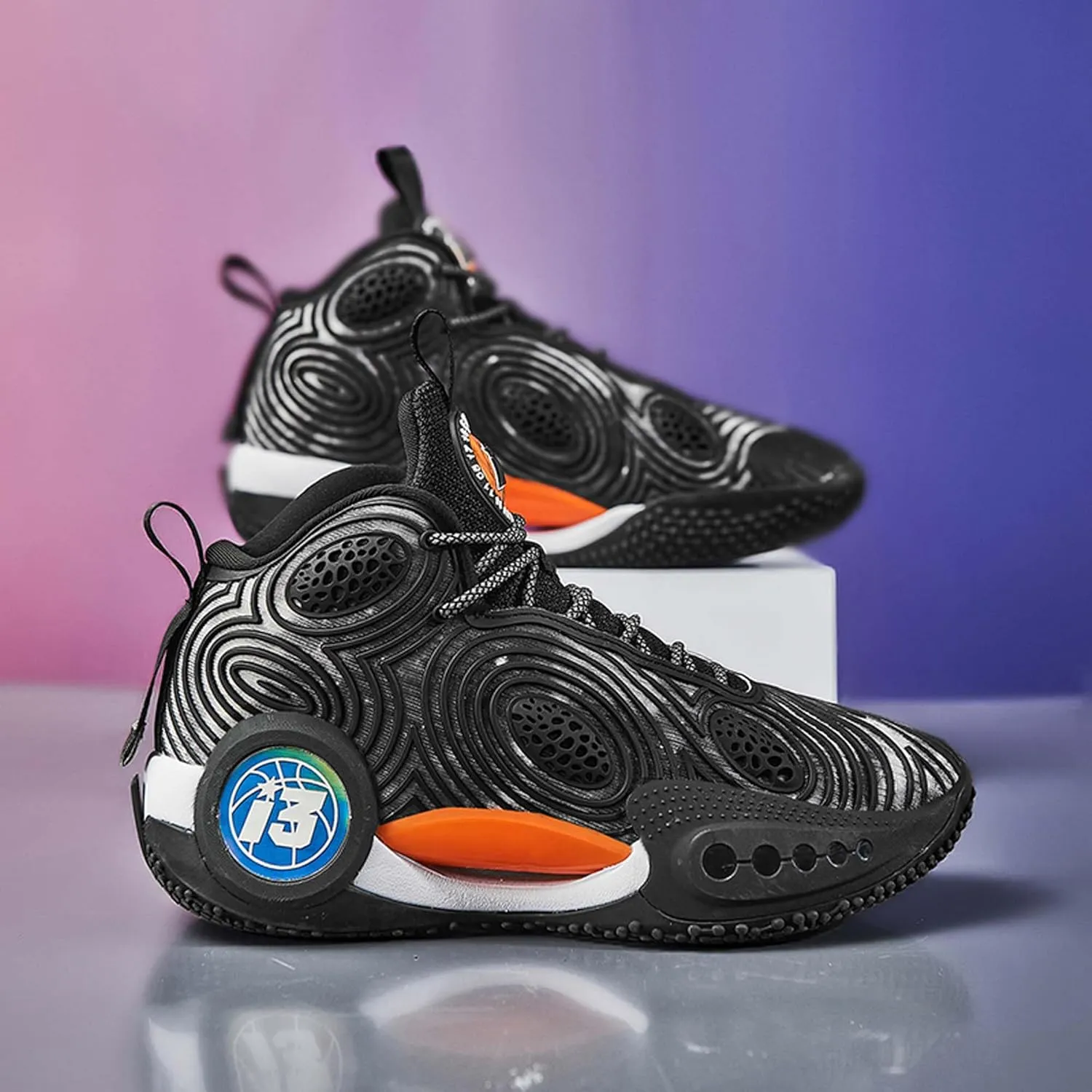 Mens Night Glow Basketball Shoes Classic Lace up High Top Casual Sports Shoes High Elastic Running Shoes Comfortable and Durable Competition Training Shoes Wide Edition Breathable Baseball Shoes