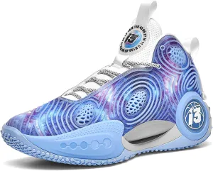 Mens Night Glow Basketball Shoes Classic Lace up High Top Casual Sports Shoes High Elastic Running Shoes Comfortable and Durable Competition Training Shoes Wide Edition Breathable Baseball Shoes