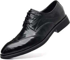 Mens Oxford Men's Patent Leather Formal Business Oxford Dress Shoes Formal Breathable Casual Pointed Toe Trendy Plaid Upper Tuxedo Shoes for Men Dress Shoes(7.5)