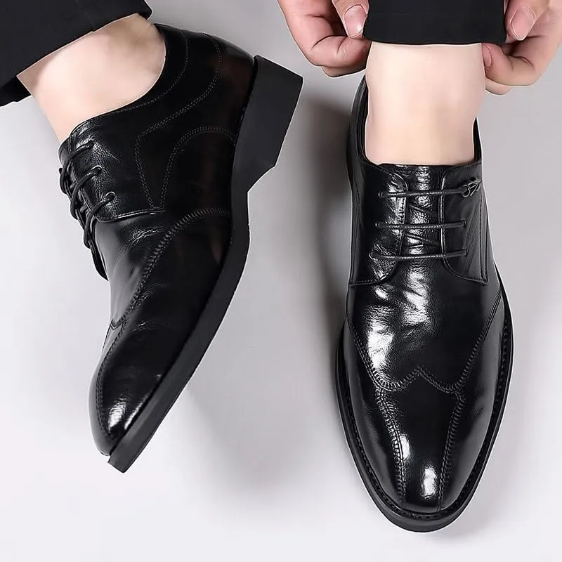 Mens Oxford Men's Patent Leather Formal Business Oxford Dress Shoes Formal Breathable Casual Pointed Toe Trendy Plaid Upper Tuxedo Shoes for Men Dress Shoes(7.5)