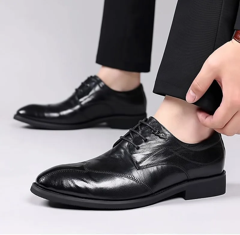 Mens Oxford Men's Patent Leather Formal Business Oxford Dress Shoes Formal Breathable Casual Pointed Toe Trendy Plaid Upper Tuxedo Shoes for Men Dress Shoes(7.5)