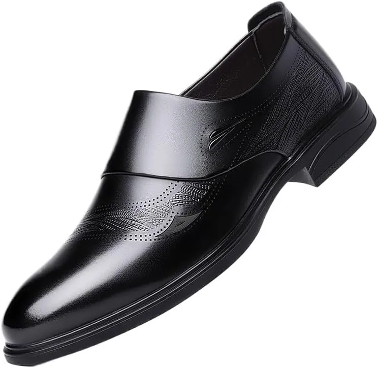 Men's Patent Leather Oxford Shoes - Classic Slip-on Dress Shoes for All-Day Comfort & Style