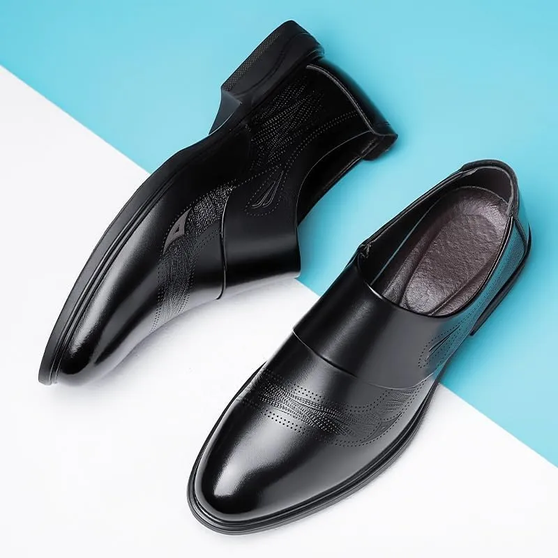 Men's Patent Leather Oxford Shoes - Classic Slip-on Dress Shoes for All-Day Comfort & Style
