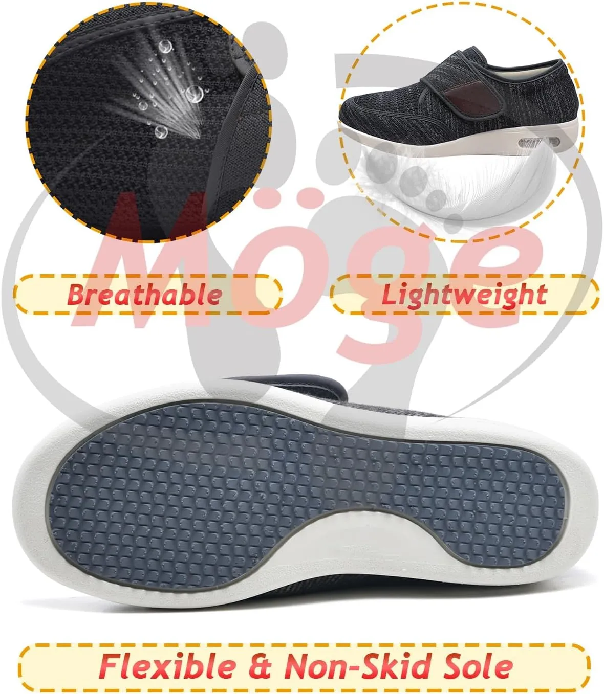 Men's Slip On Trainers - Extra Wide Fit Lightweight Breathable Anti-Slip Fashion Sneakers for Sports & Running