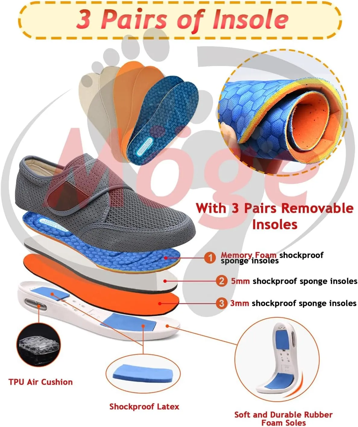 Men's Slip On Trainers - Extra Wide Fit Lightweight Breathable Anti-Slip Fashion Sneakers for Sports & Running