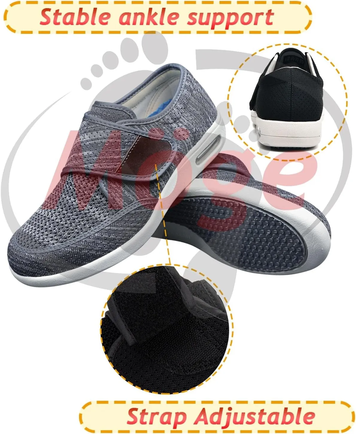 Men's Slip On Trainers - Extra Wide Fit Lightweight Breathable Anti-Slip Fashion Sneakers for Sports & Running