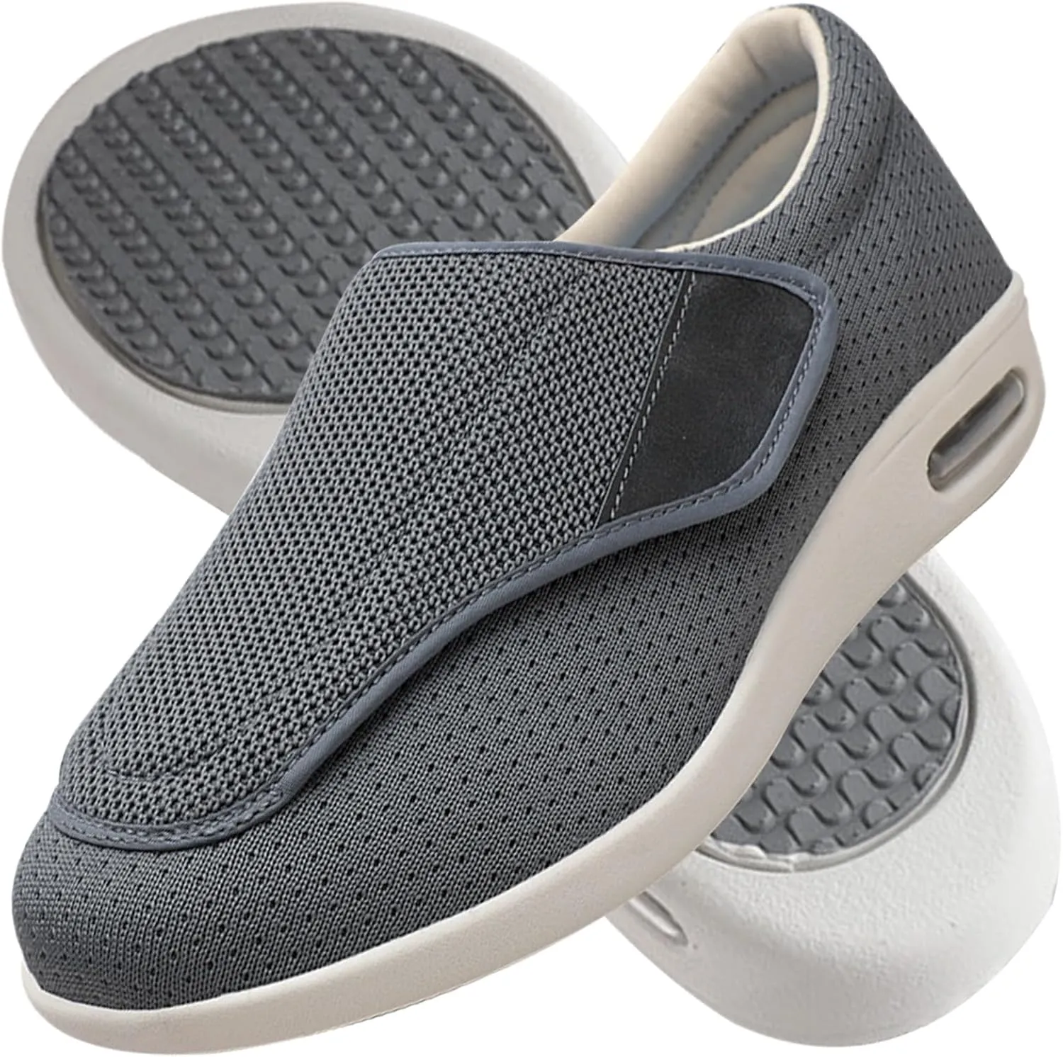 Men's Wide Fit Trainers - Diabetic & Orthopedic Shoes for Swollen Feet - Extra Wide Slippers with Adjustable Closure