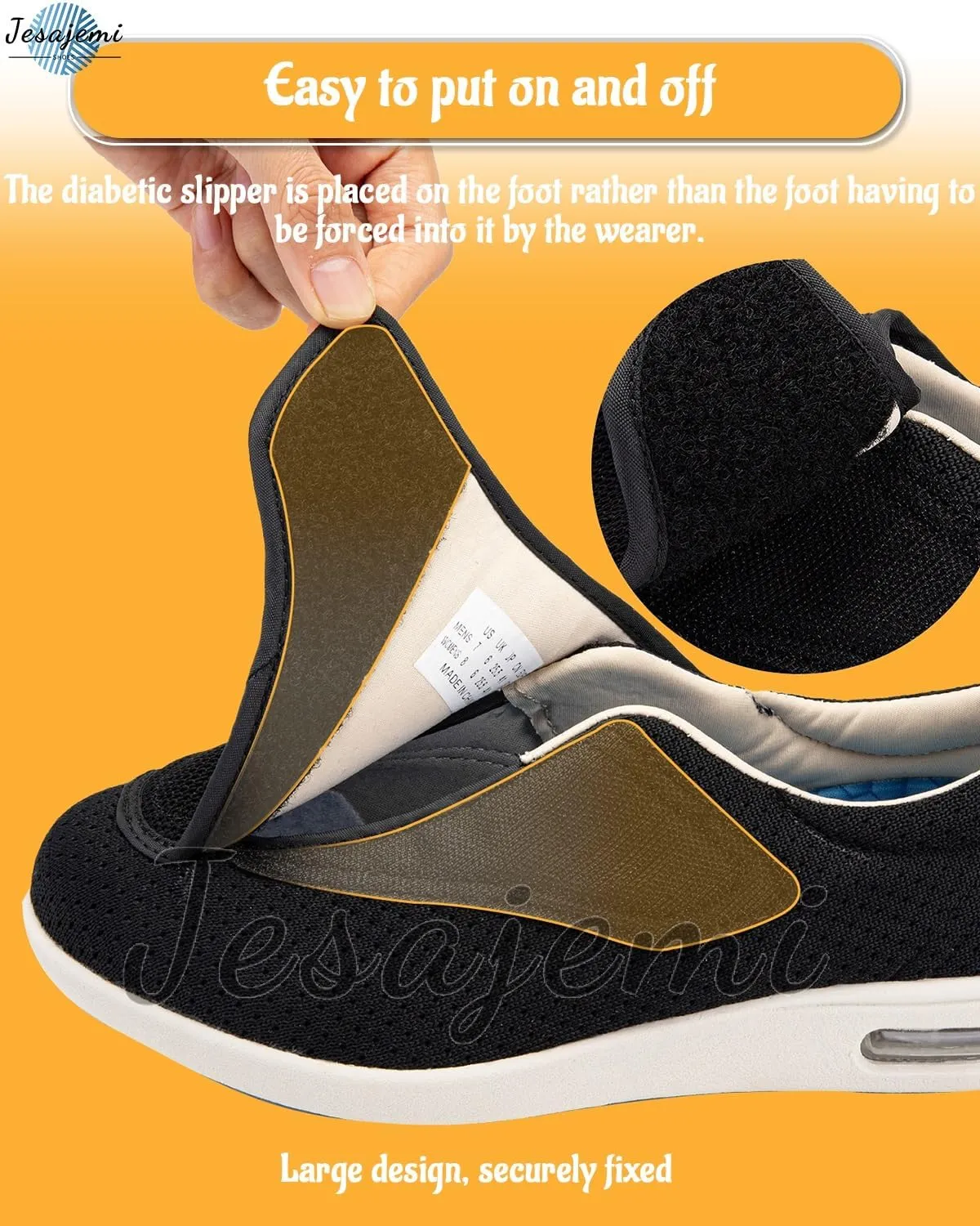 Men's Wide Fit Trainers - Diabetic & Orthopedic Shoes for Swollen Feet - Extra Wide Slippers with Adjustable Closure