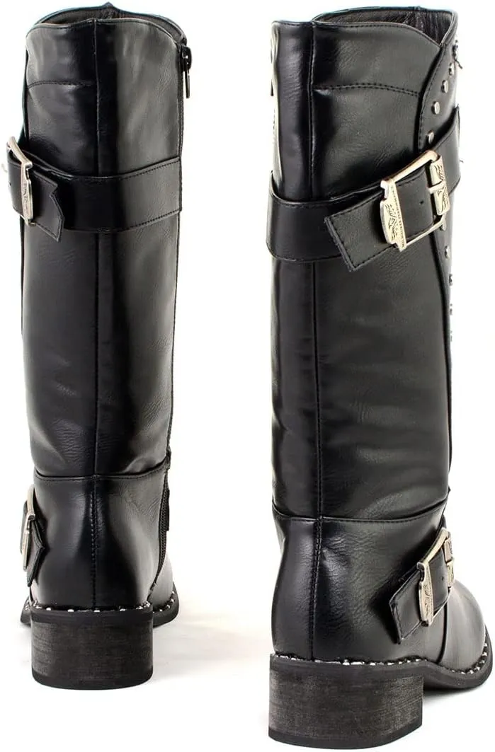 Milwaukee Leather MBL9423 Women's Black Studded Fashion Casual Boots with Studded Outsole