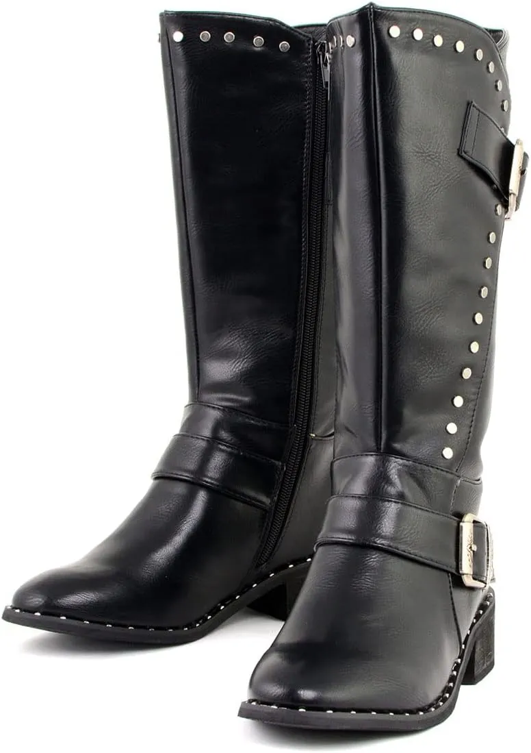 Milwaukee Leather MBL9423 Women's Black Studded Fashion Casual Boots with Studded Outsole