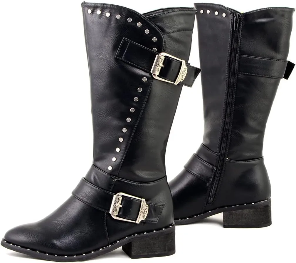 Milwaukee Leather MBL9423 Women's Black Studded Fashion Casual Boots with Studded Outsole