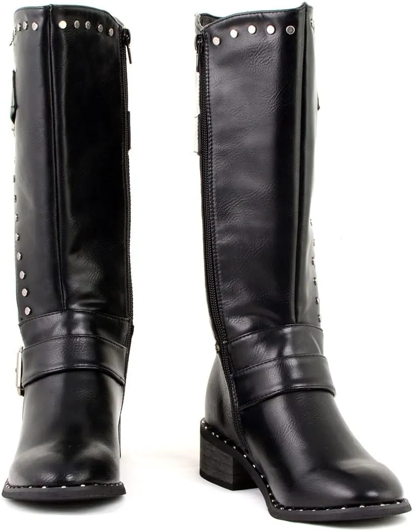 Milwaukee Leather MBL9423 Women's Black Studded Fashion Casual Boots with Studded Outsole