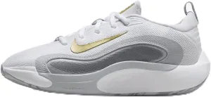 Nike IsoFly Big Kids' Basketball Shoes (FN4384-100, White/Cool Grey/Wolf Grey/Metallic Gold Star) Size 2.5