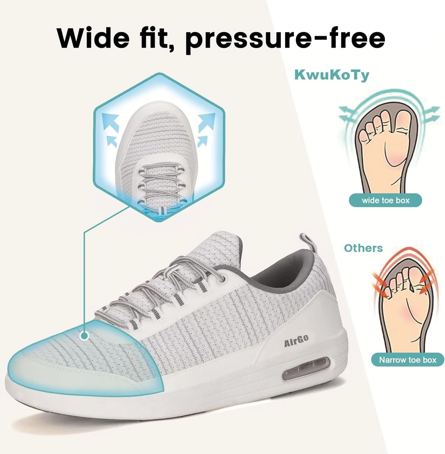 Orthopedic Running Tennis Spring Walking Sneakers Lightweight Comfortable Air Cushion Wide Fit Comfort Size 6.5-13