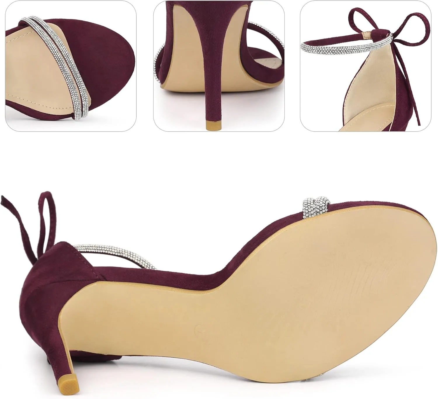 Perphy Rhinestone Ankle Tie Stiletto Heels Sandals for Women