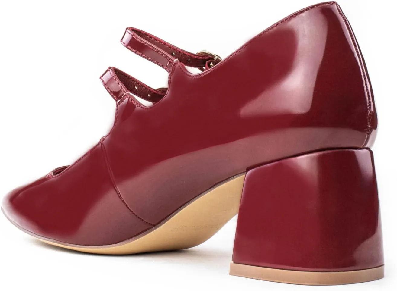 RF ROOM OF FASHION Women's Wide Fit Mary-Jane Chunky Heel Dress Pumps-True Wide Width
