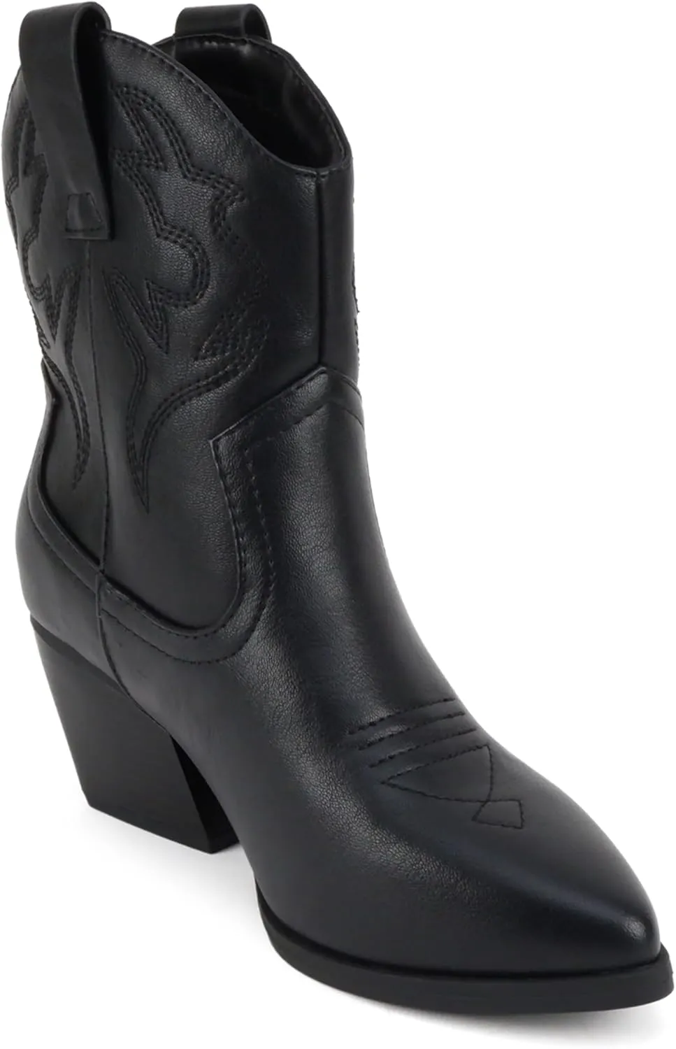 Soda BLAZING ~ Women Western Bootie Pointe Toe with Low Heel (Wide Fit Available)