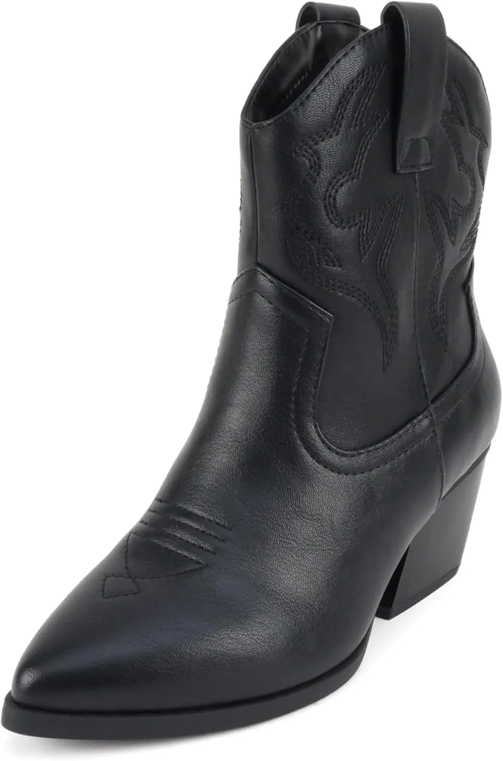 Soda BLAZING ~ Women Western Bootie Pointe Toe with Low Heel (Wide Fit Available)