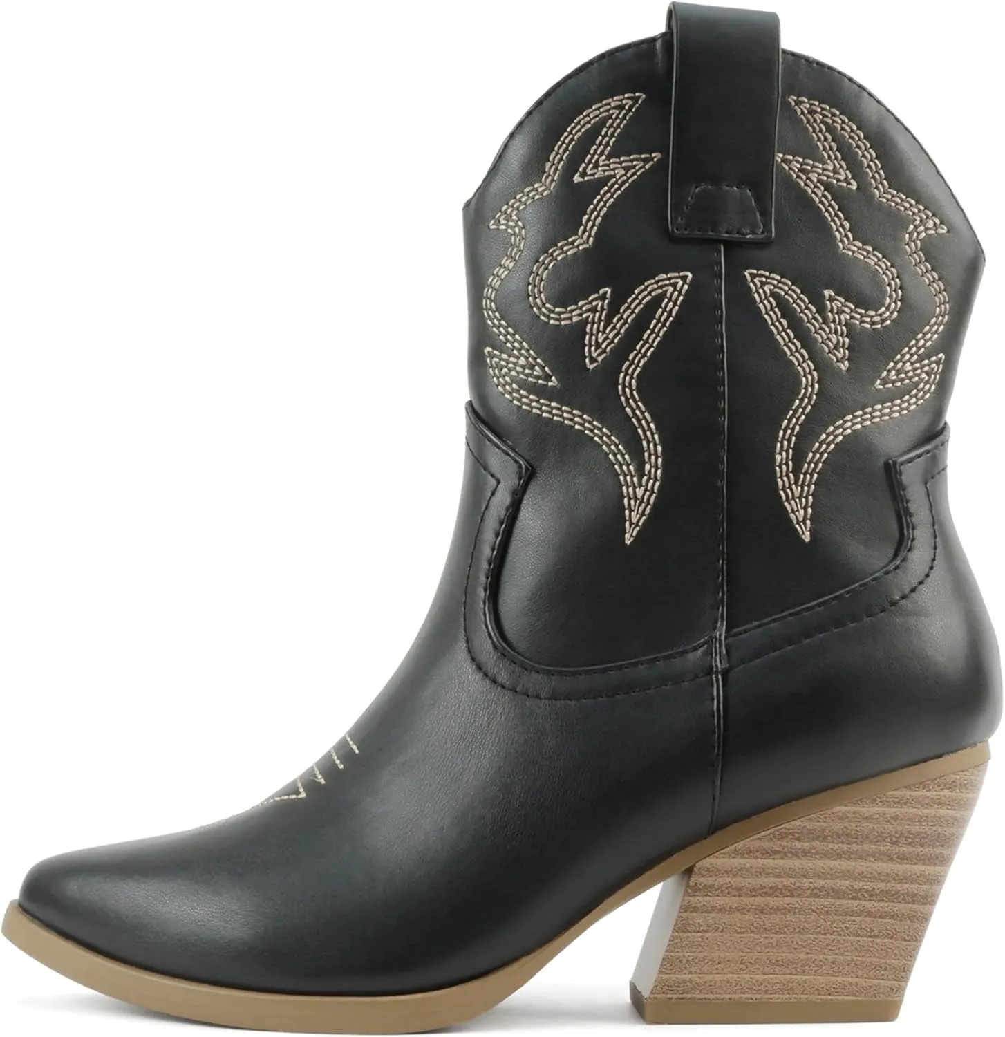 Soda BLAZING ~ Women Western Bootie Pointe Toe with Low Heel (Wide Fit Available)