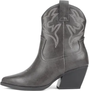 Soda BLAZING ~ Women Western Bootie Pointe Toe with Low Heel (Wide Fit Available)