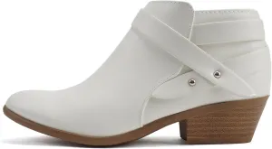 Soda SWEETEN Women's Fashion Closed Toe Multi Strap Ankle Bootie Block Heel (Wide Fit Available)
