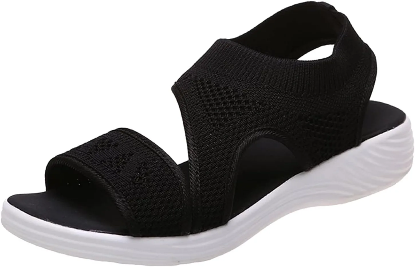 SuanlaTDS Wedge Sandals for Women Comfortable Platform Wedges Open Toe Slip On Breathable Mesh Walking Shoes Flat Slingback Thick Soled Low Heels Outdoor Summer Beach Sandals
