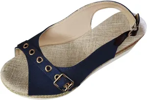 SuanlaTDS Women's Platform Wedge Sandals Espadrilles Casual Ankle Strap Comfortable Dressy Summer Open Toe Slip On Slingback Slides Sandals Elegant High Heels Beach Sandals
