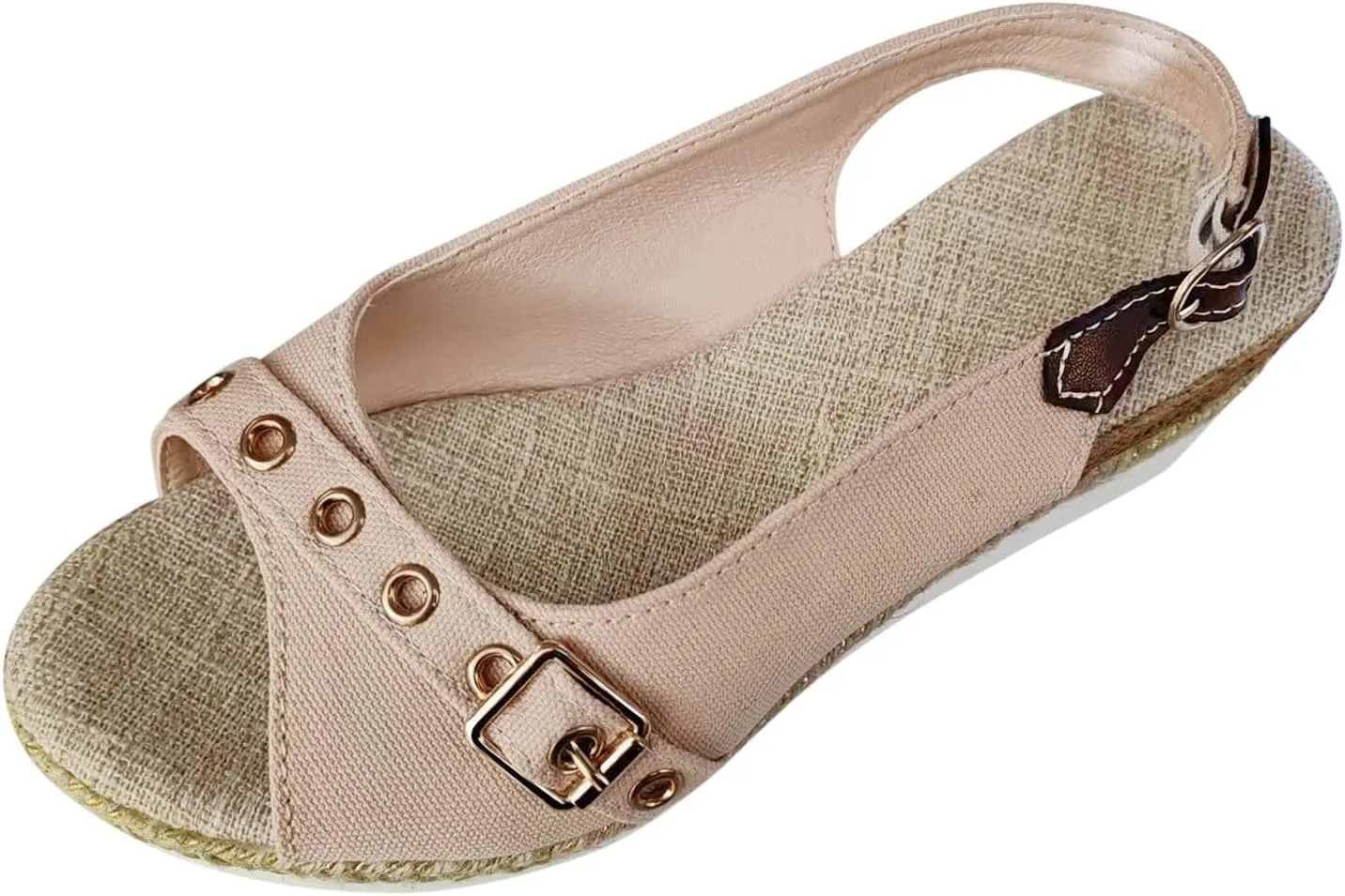 SuanlaTDS Women's Platform Wedge Sandals Espadrilles Casual Ankle Strap Comfortable Dressy Summer Open Toe Slip On Slingback Slides Sandals Elegant High Heels Beach Sandals