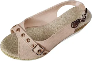 SuanlaTDS Women's Platform Wedge Sandals Espadrilles Casual Ankle Strap Comfortable Dressy Summer Open Toe Slip On Slingback Slides Sandals Elegant High Heels Beach Sandals