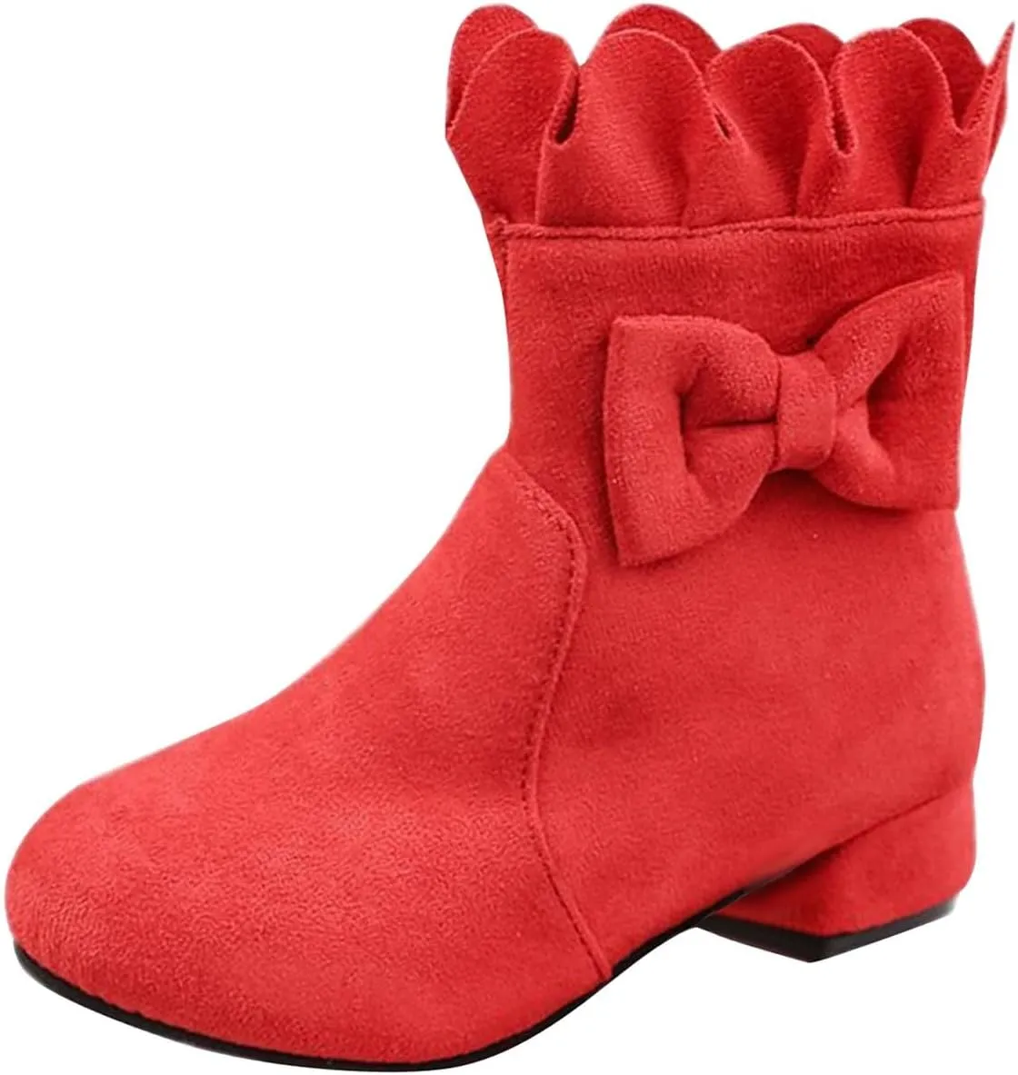 Toddler/Little Girls Sweet Short Ankle Boots Bowknot Side Zipper Low Heel Dress Booties Fashion Boots for Girls Tan