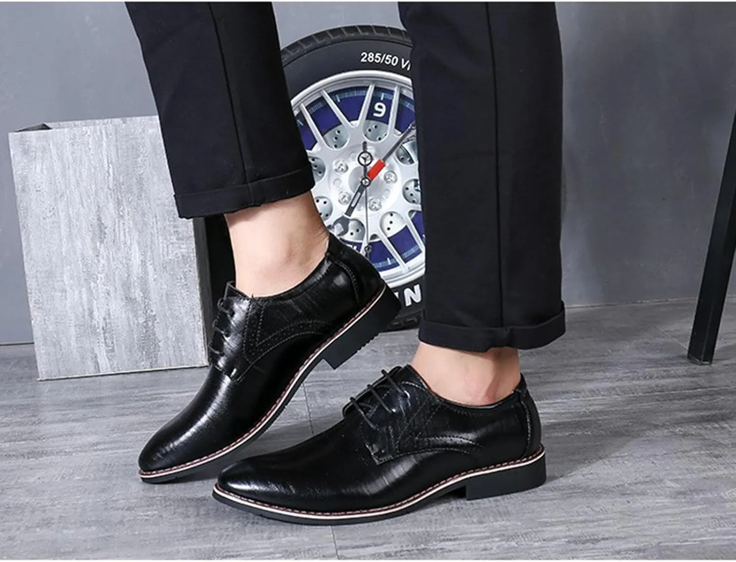 UOQAPRE Men's Oxfords Formal Dress Shoes Classic Oxford Dress Shoes Formal Business Full Leather Shoes for Men