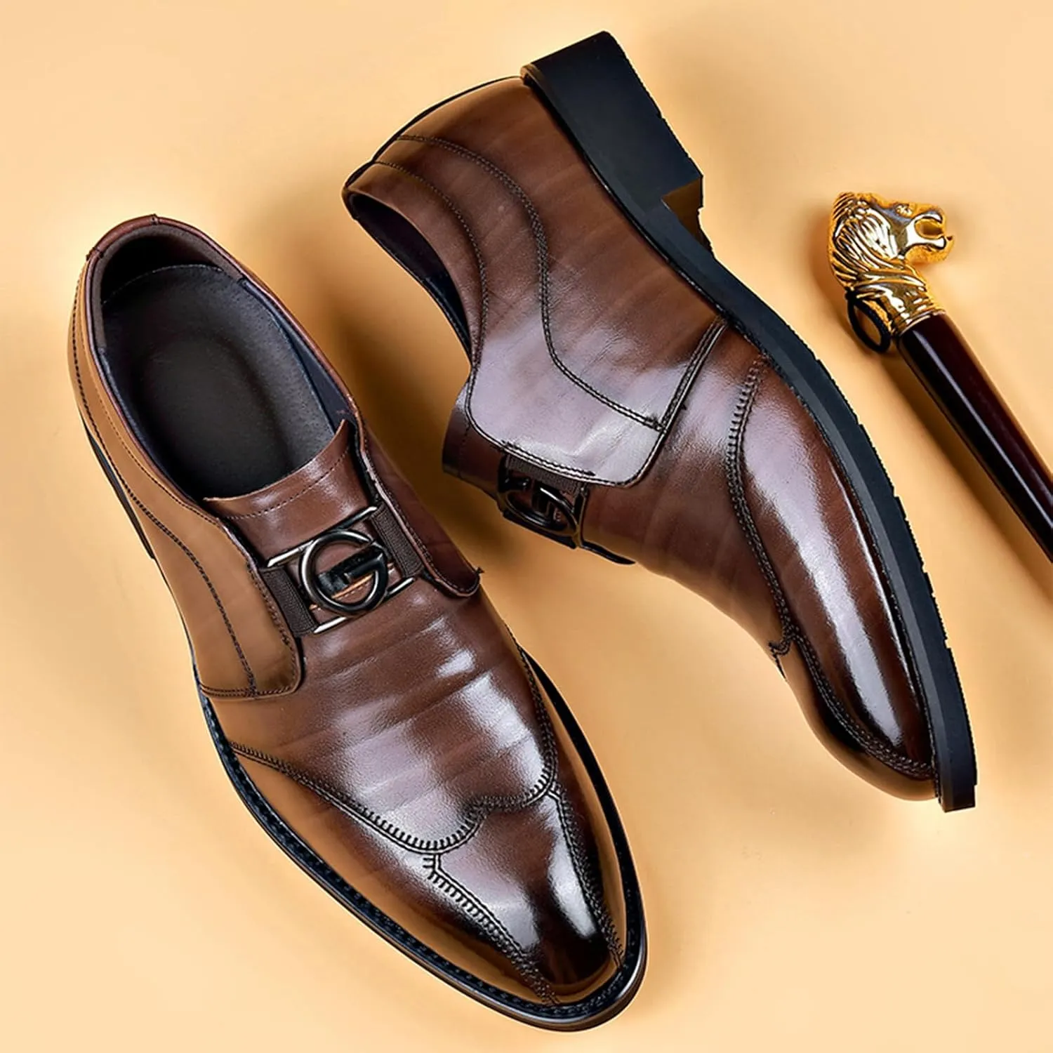 UOQAPRE Men's Oxfords Formal Dress Shoes Classic Oxford Dress Shoes Formal Business Full Leather Shoes for Men
