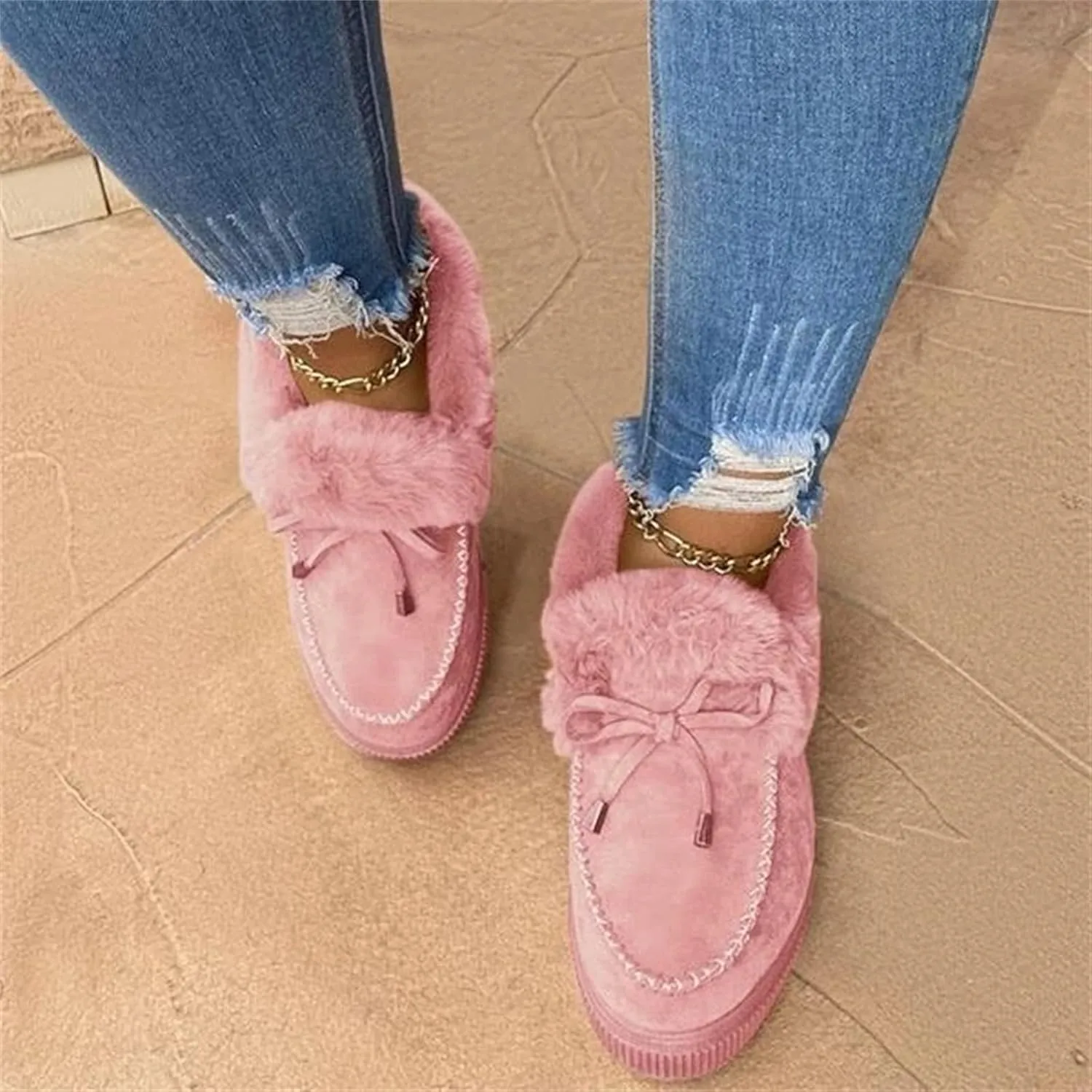 Winter Fashion Boots For Women 2024 Snow Boots Anti-Slip Outdoor Shoes Warm Fur Lined Comfortable Fuzzy Ankle Booties
