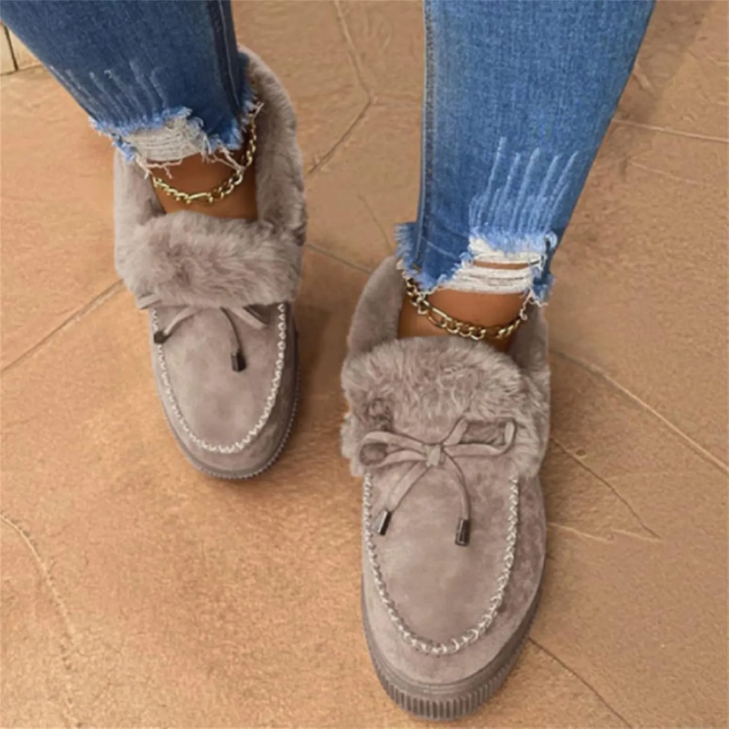 Winter Fashion Boots For Women 2024 Snow Boots Anti-Slip Outdoor Shoes Warm Fur Lined Comfortable Fuzzy Ankle Booties