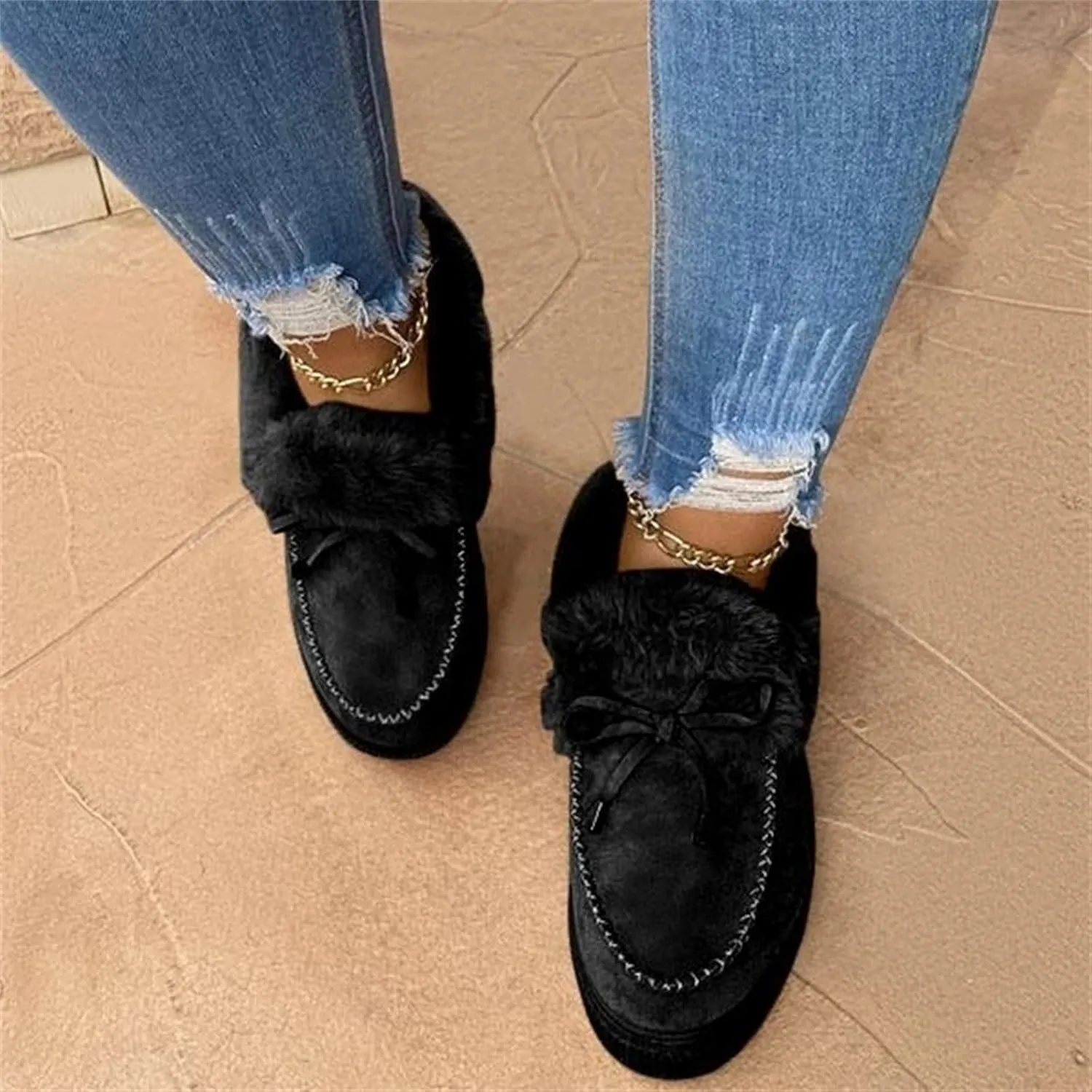 Winter Fashion Boots For Women 2024 Snow Boots Warm Fur Lined Casual Fashion Trendy Anti-Slip Fuzzy Ankle Booties