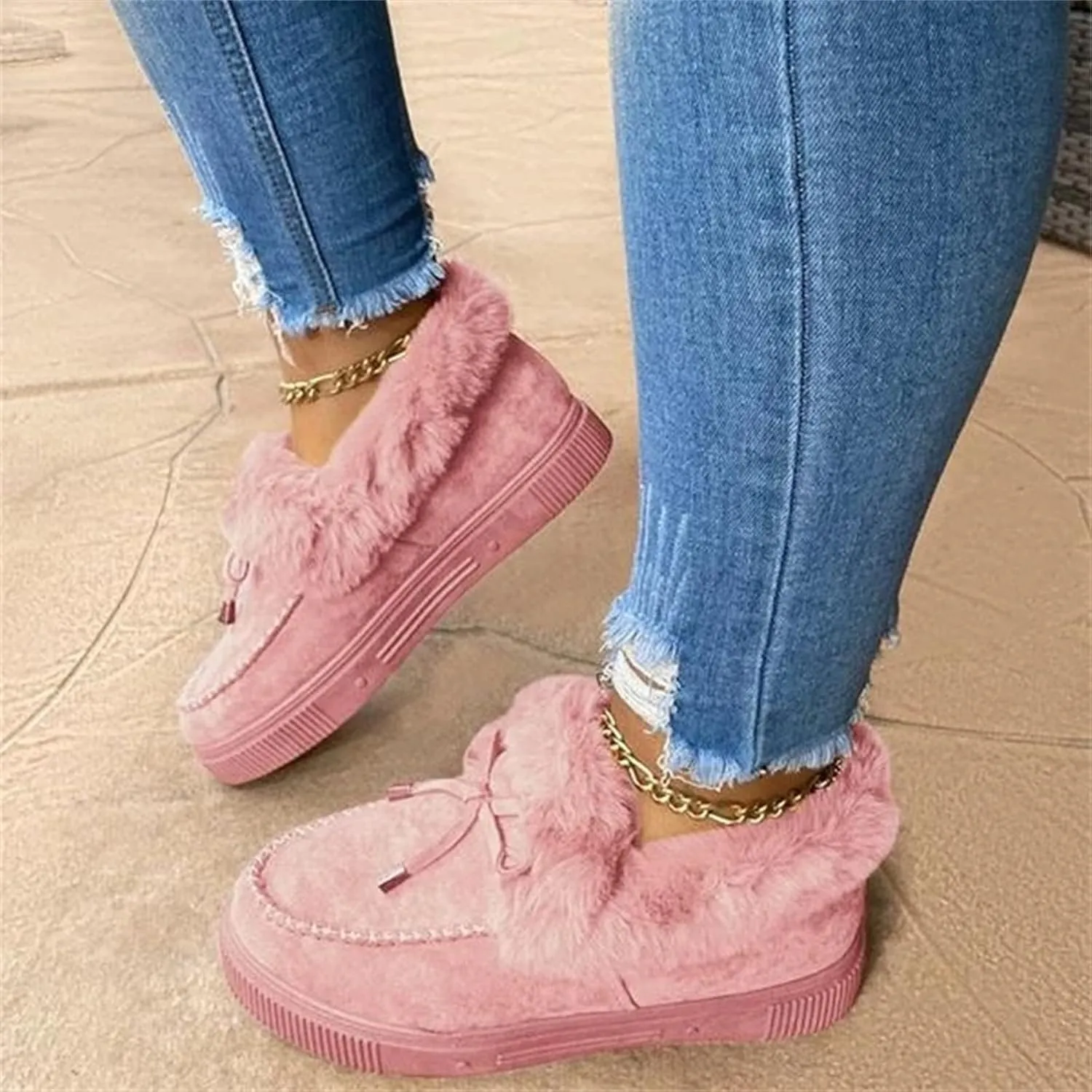 Winter Fashion Boots For Women 2024 Snow Boots Warm Fur Lined Casual Fashion Trendy Anti-Slip Fuzzy Ankle Booties