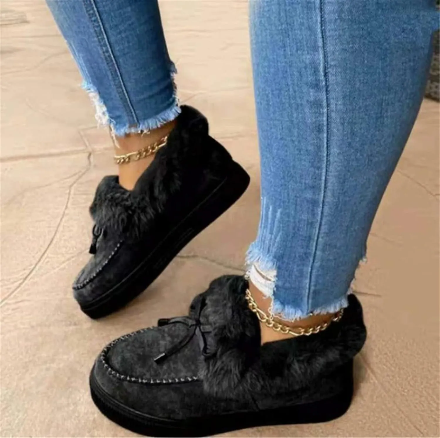 Winter Fashion Boots For Women 2024 Snow Boots Warm Fur Lined Casual Fashion Trendy Anti-Slip Fuzzy Ankle Booties