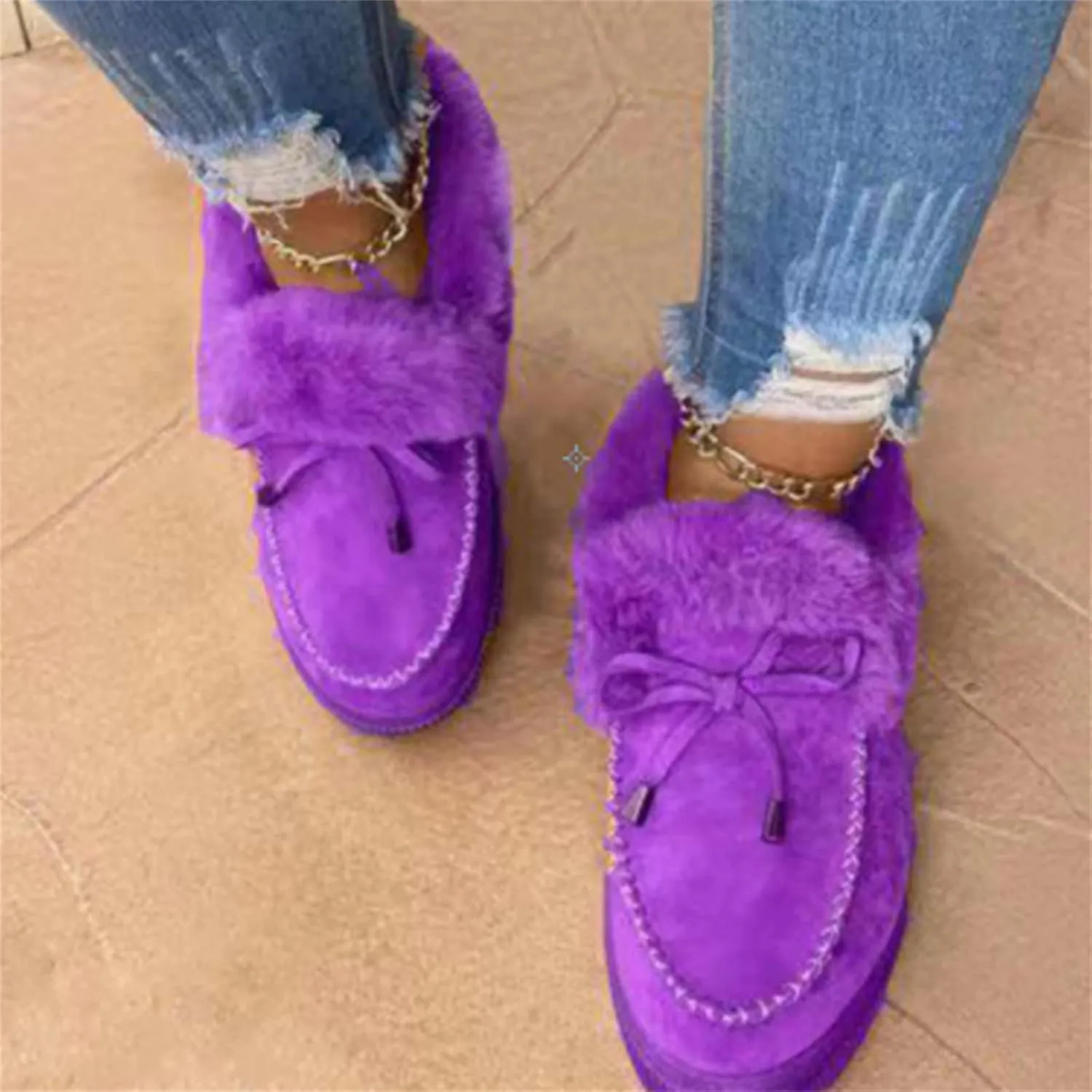 Winter Fashion Boots For Women 2024 Snow Boots Warm Fur Lined Casual Fashion Trendy Anti-Slip Fuzzy Ankle Booties