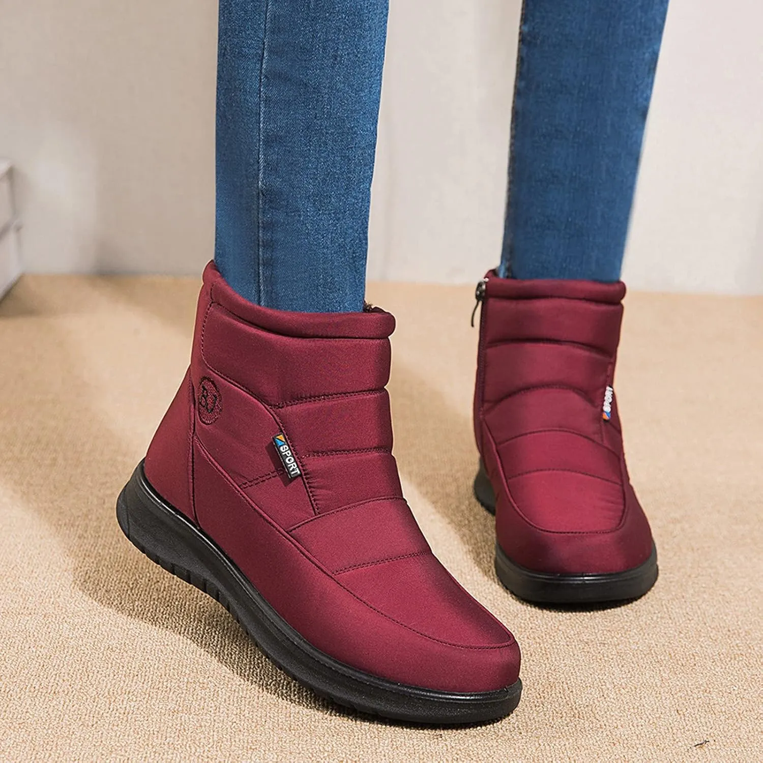 Womens Boots Fuzzy Fur Lined Thick Wedges Fashion Boots for Women Soft Leather Warm Snow Boots for Women