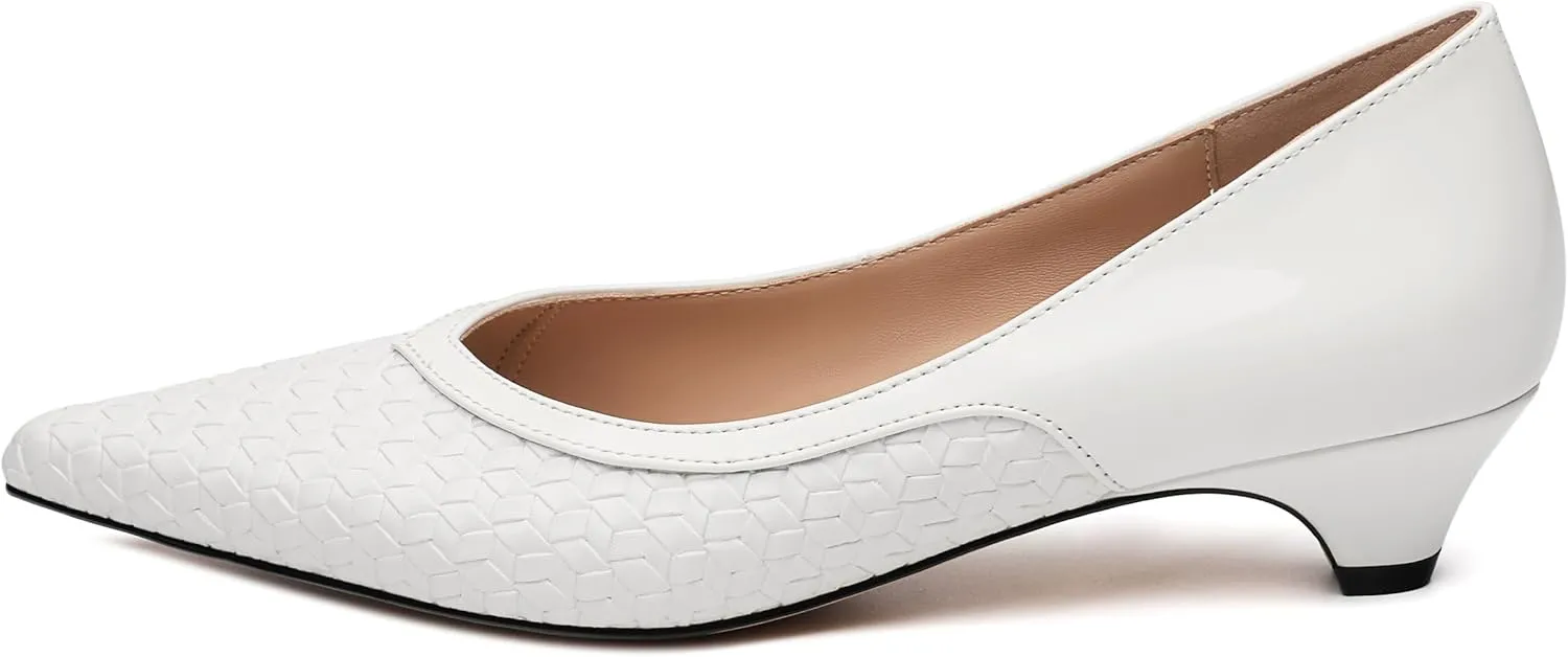 Women's Pumps Pointed Toe Kitten Heels Slip On Patent Pumps Casual Work Comfortable Dress Shoes 1.2 Inch