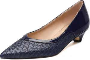 Women's Pumps Pointed Toe Kitten Heels Slip On Patent Pumps Casual Work Comfortable Dress Shoes 1.2 Inch