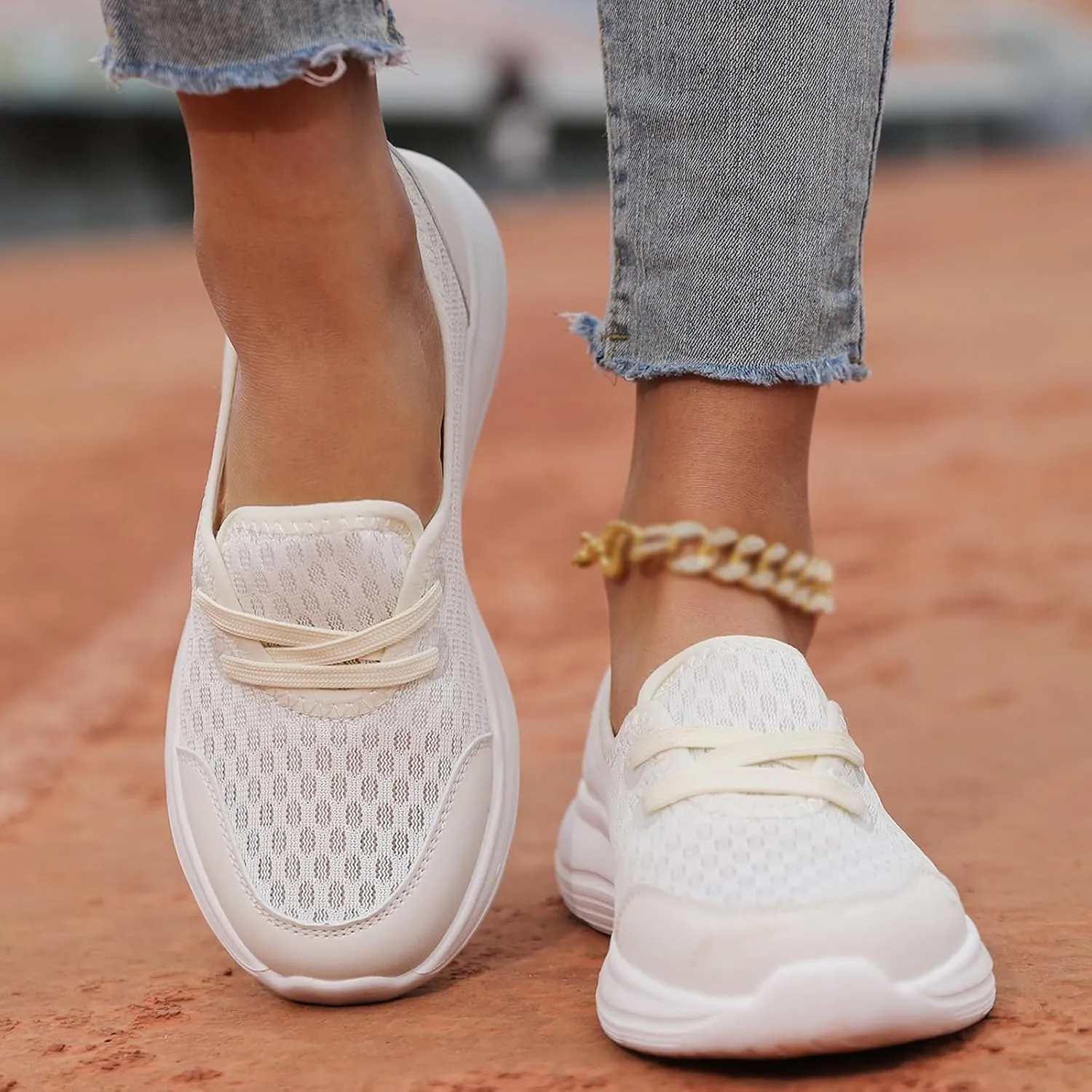 Womens Walking Shoes Tennis Lightweight Gym Sneakers Slip On Low Cut Workout Trainer Sport Breathable Mesh Running Shoes Comfortable Fashion Sneakers for Outdoor